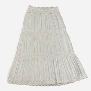 Elegant Cream Lace Maxi Skirt